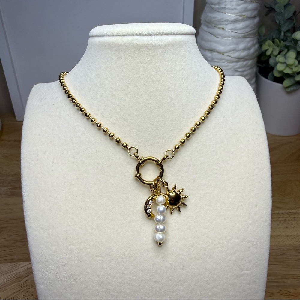 Gold Beaded Celestial Charm Necklace *Please Read Description*